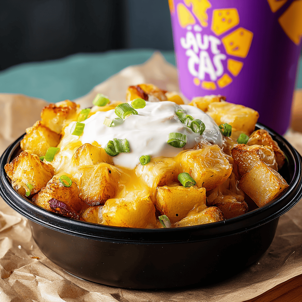 Crispy smashed potatoes with sour cream and green onions, savory appetizer or side dish.