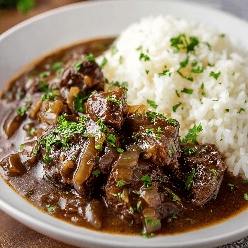 Braised beef stew with mashed potatoes, hearty comfort food, homemade beef hotpot.