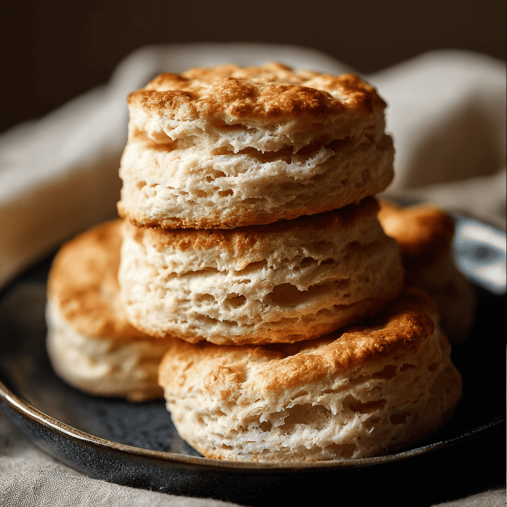 Fluffy homemade biscuit stack with golden crispy edges, perfect for breakfast or dessert.