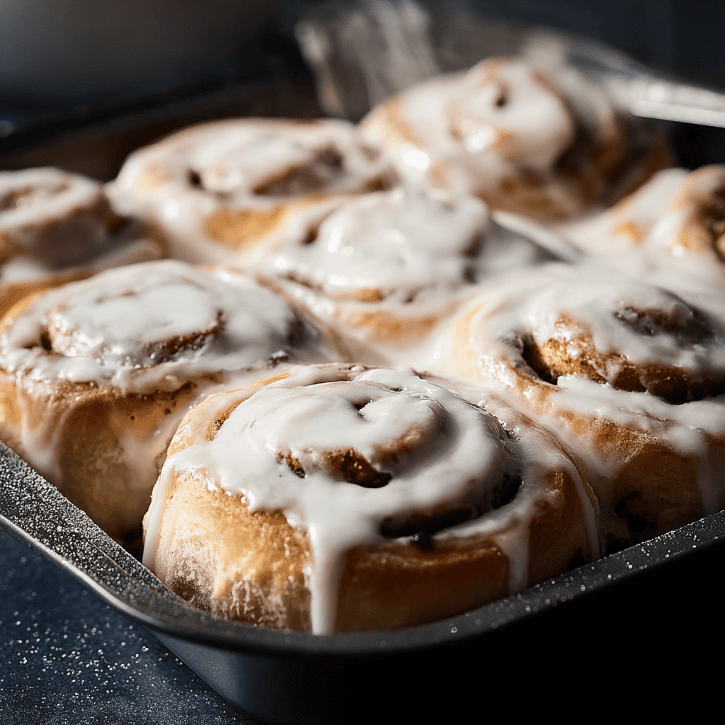 Cinnamon rolls with vanilla glaze, fresh baked cinnamon rolls, delicious sweet cinnamon pastry, perfect dessert or breakfast treat.