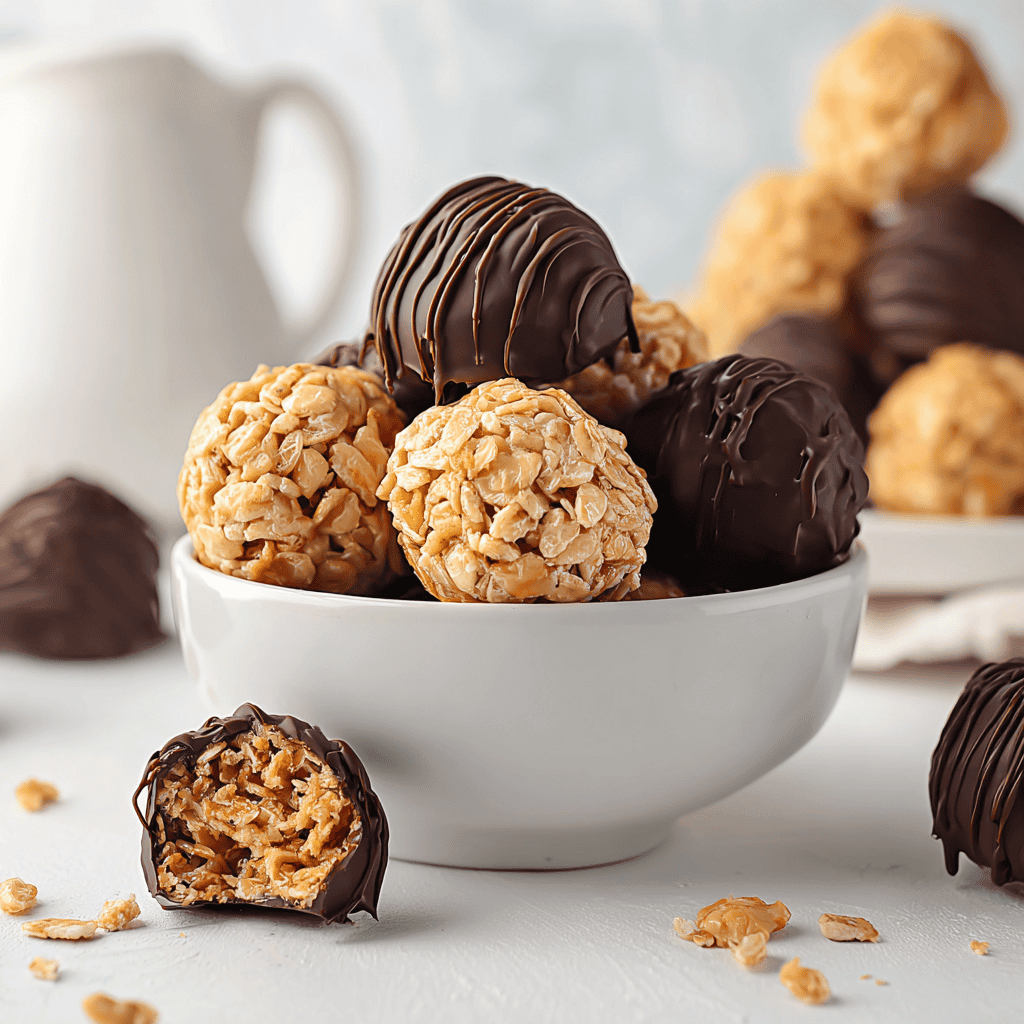 Decadent chocolate croquettes with crispy oat coating and rich ganache filling.