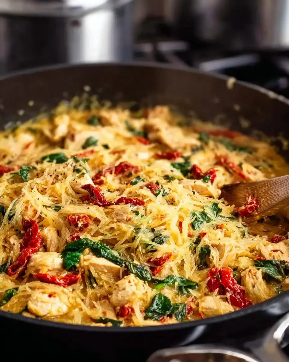 Creamy Tuscan chicken served with spinach and sun-dried tomatoes