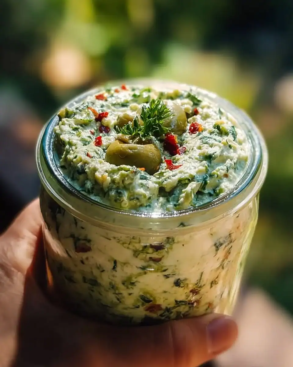 Creamy feta and roasted red pepper dip served with pita and veggies