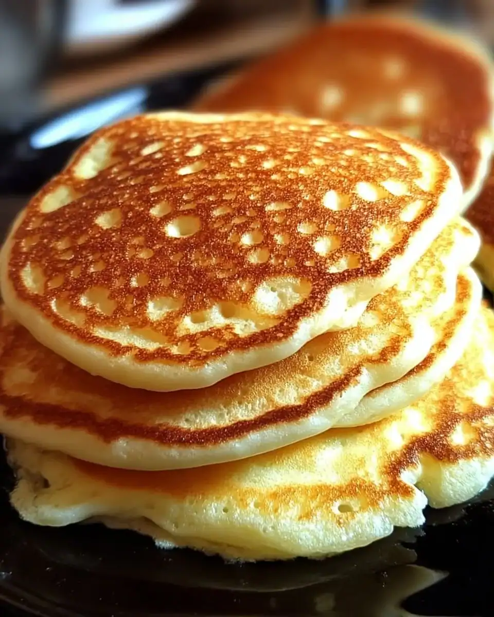 Flourless Cottage Cheese Pancakes served with fresh fruit and syrup