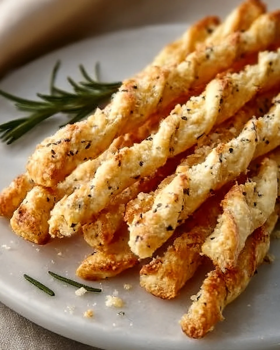 Rosemary Parmesan Cheese Straws baked to golden perfection