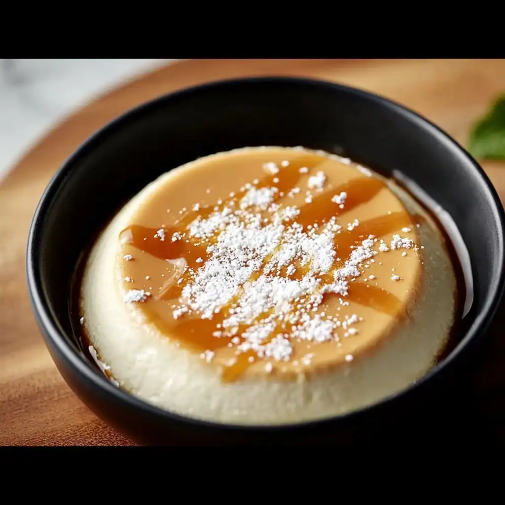 Delicious Salted Caramel Mousse topped with caramel drizzle and sea salt flakes