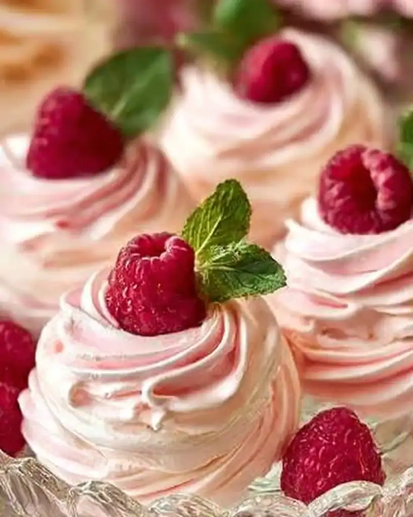 Art print of Swiss meringues with white chocolate mousse by Raquel Bernal