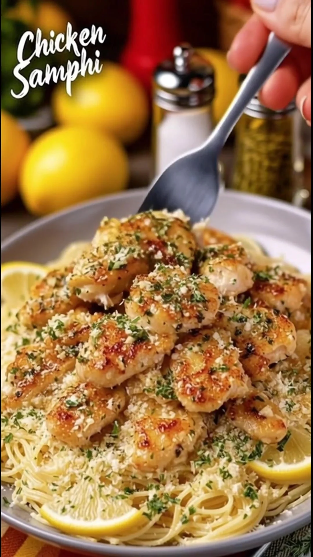 Delicious Chicken Scampi with garlic and buttery sauce served on a plate.