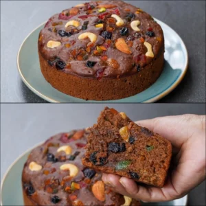 Christmas Eggless Chocolate Fruits Cake - Moist and festive dessert