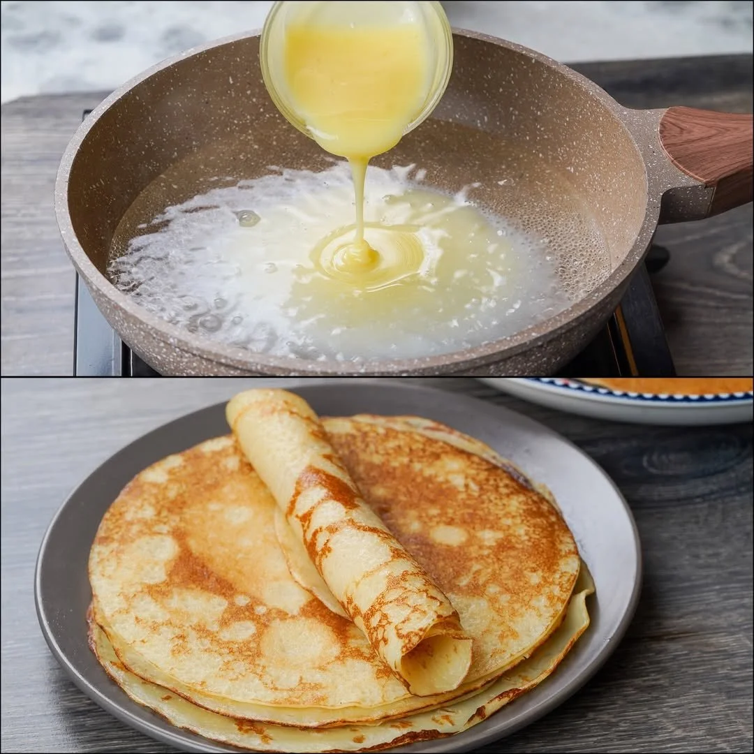 Delicious sweet crepes topped with fruits and chocolate sauce