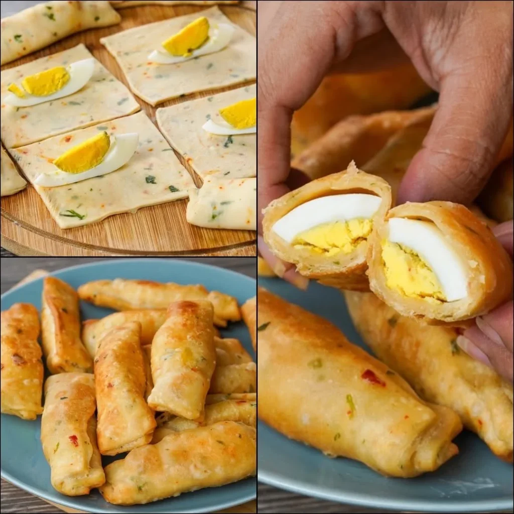 Homemade egg rolls filled with vegetables and meat, ready to serve.