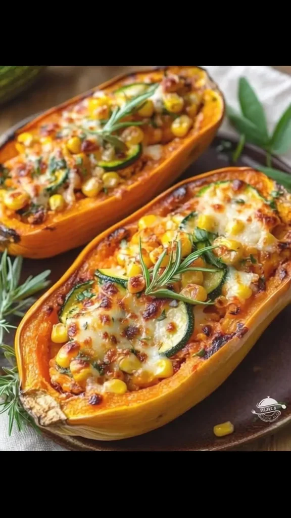 Savory stuffed butternut squash filled with flavorful ingredients