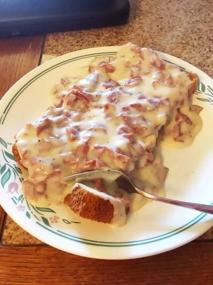 Delicious plate of creamed chipped beef served over toast