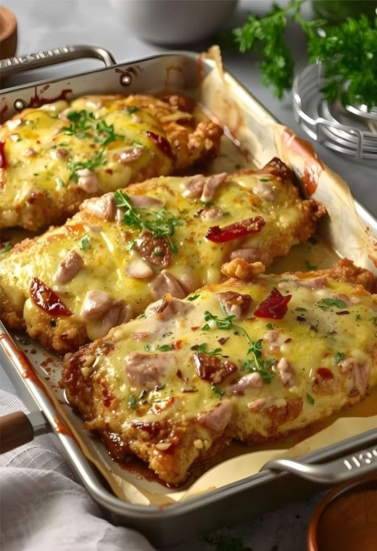 Crispy oven-baked party schnitzels served with dipping sauce