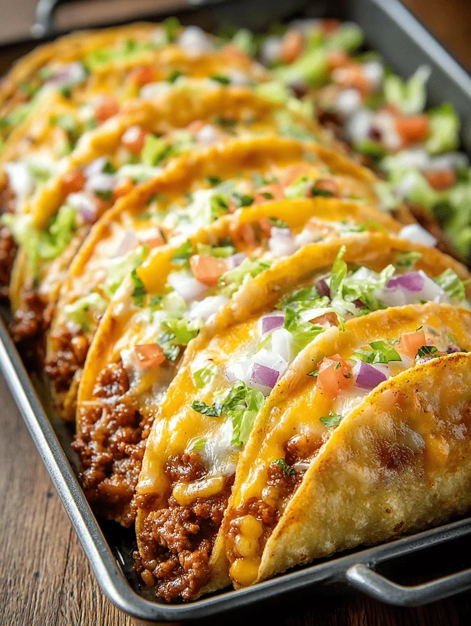 Plate of oven-baked cheesy tacos, crispy and loaded with toppings