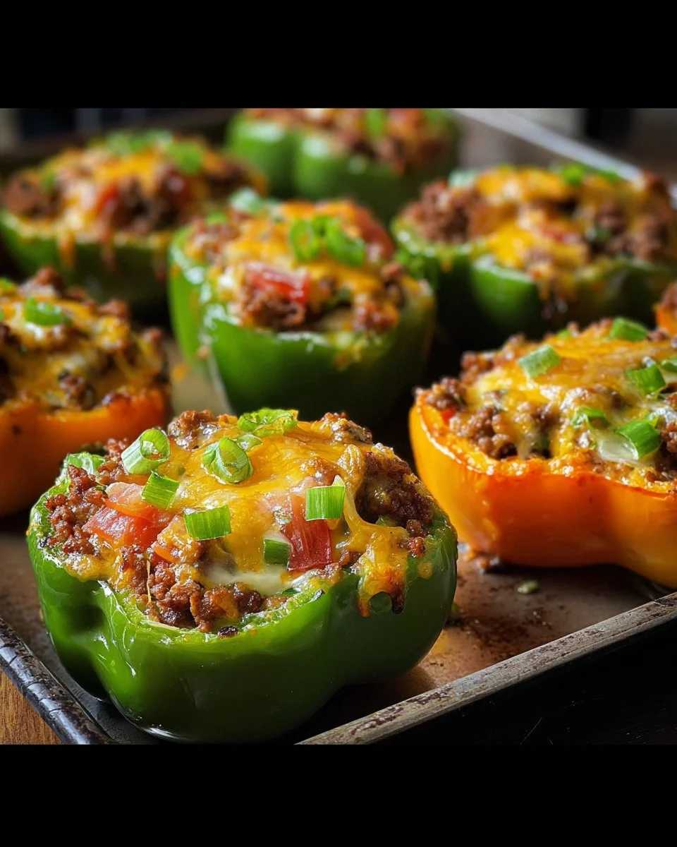 Poivrons farcis au four garnis de viande et de légumes frais