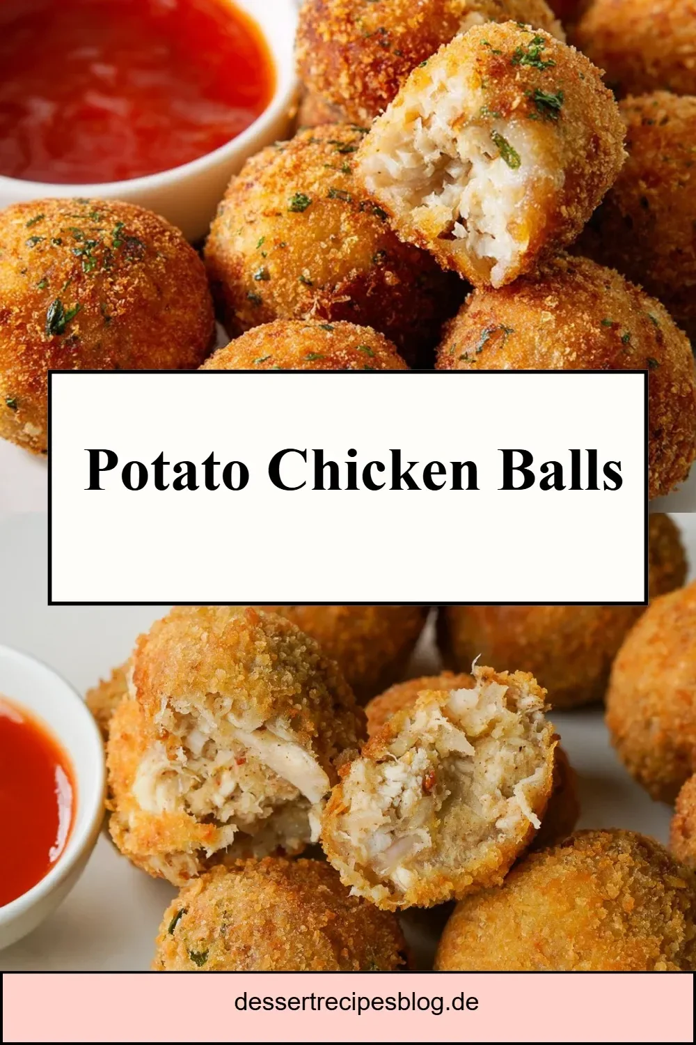 Homemade Potato Chicken Balls cooked to golden perfection.