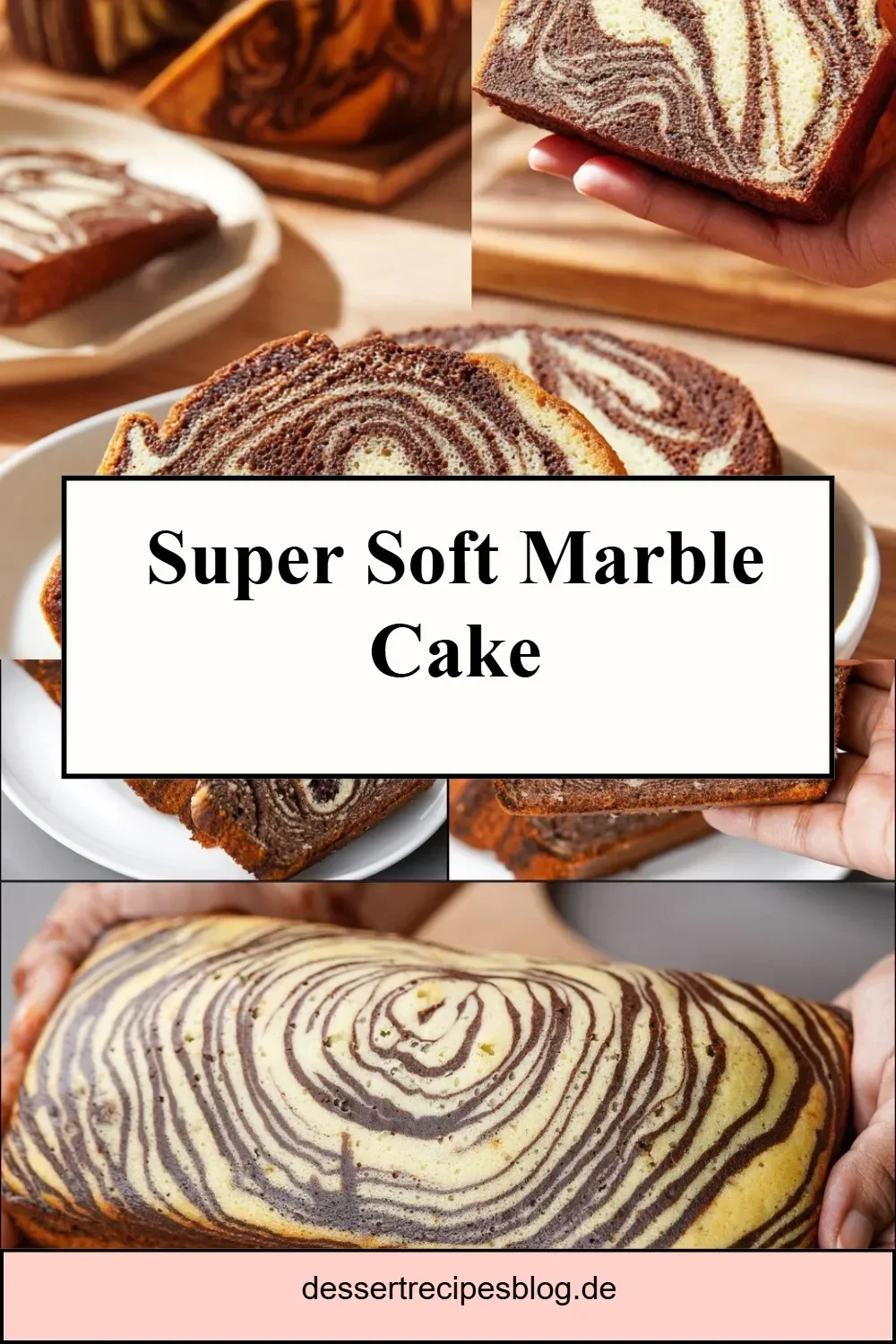 Delicious super soft marble cake with swirls of chocolate and vanilla