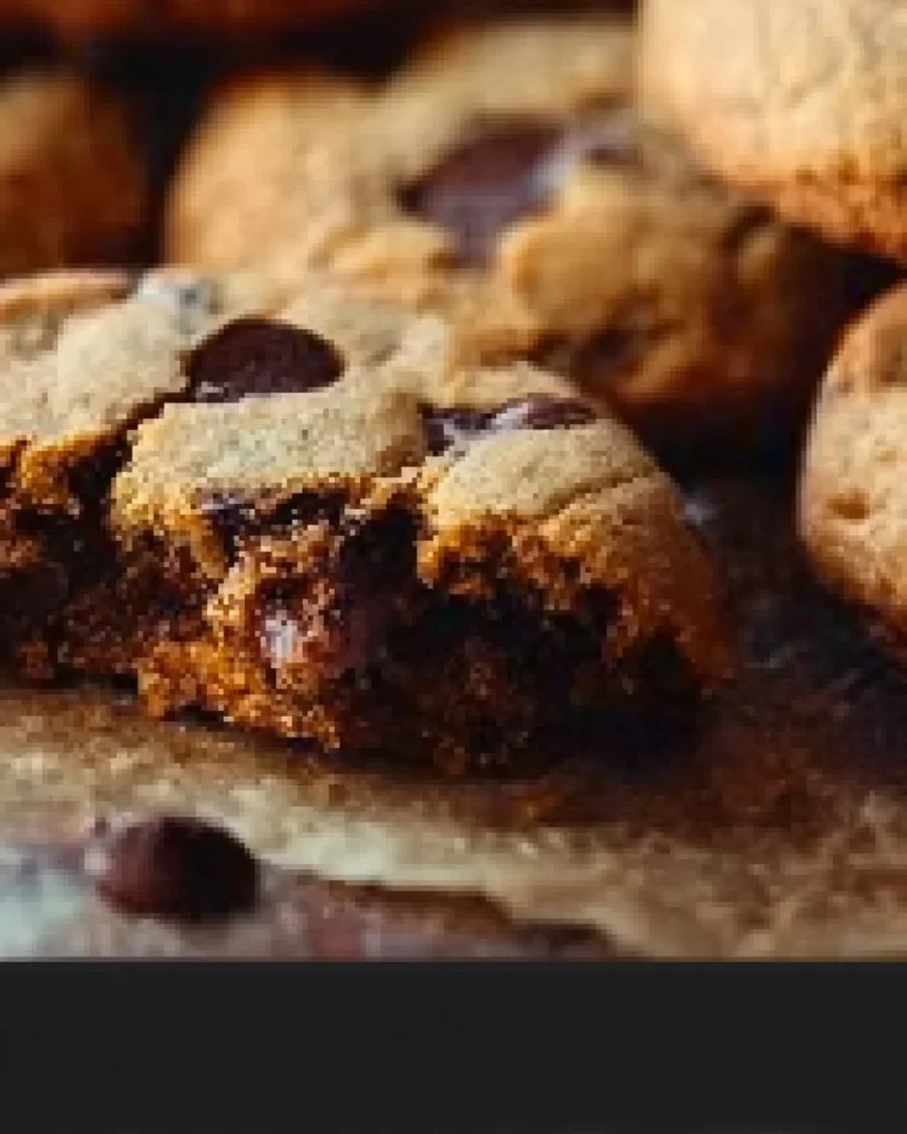 Ultra thick bakery style chocolate chip cookies with crispy edges and gooey centers.