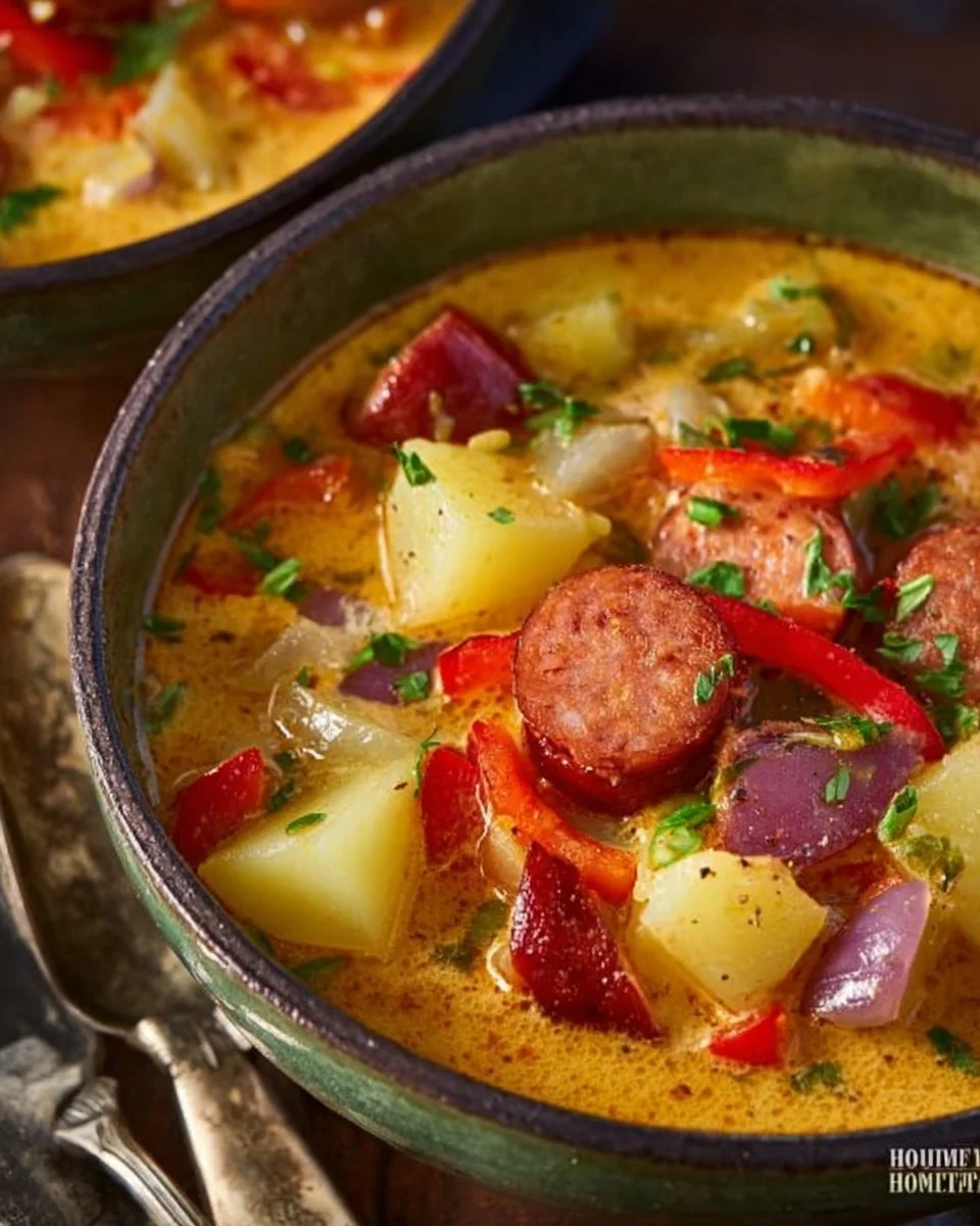 Bowl of hearty Cajun Potato Soup garnished with green onions