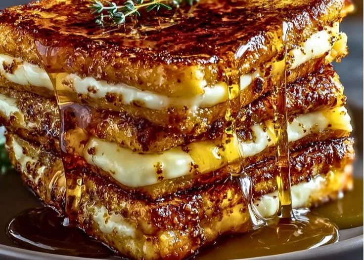 Delicious Crème Brûlée French Toast topped with caramelized sugar and fresh fruit