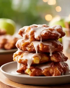 Delicious apple fritters with crispy texture and sweet apple filling.